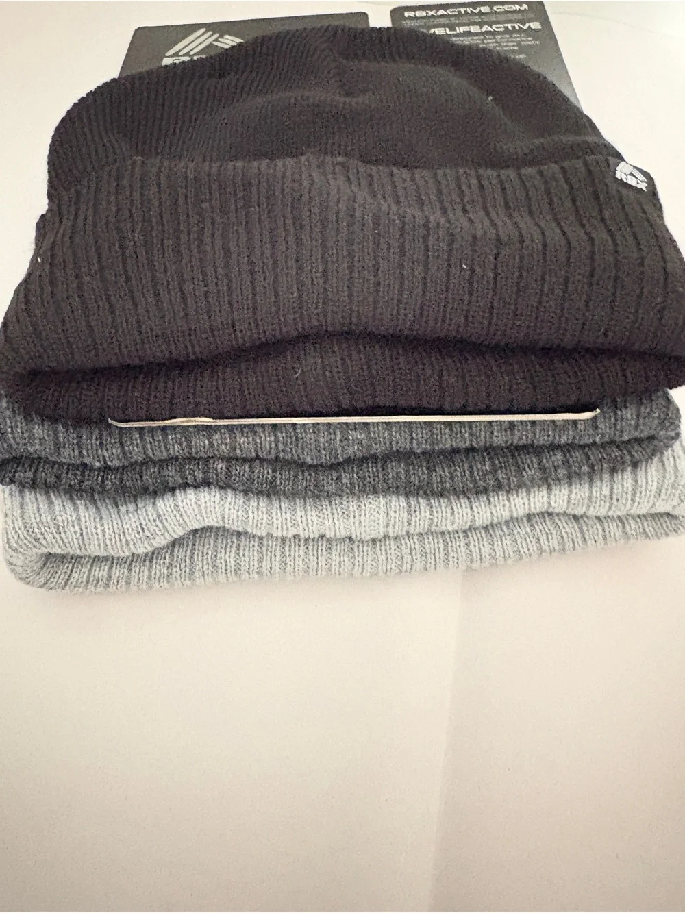 RBX Boys 3-Pack Cuffed Knit Beanies | Gray & Black | NWT